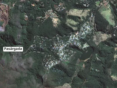 Imagem do satélite CBERS-4A de 23/07/2026 com o contorno de Pasárgada e o entorno.